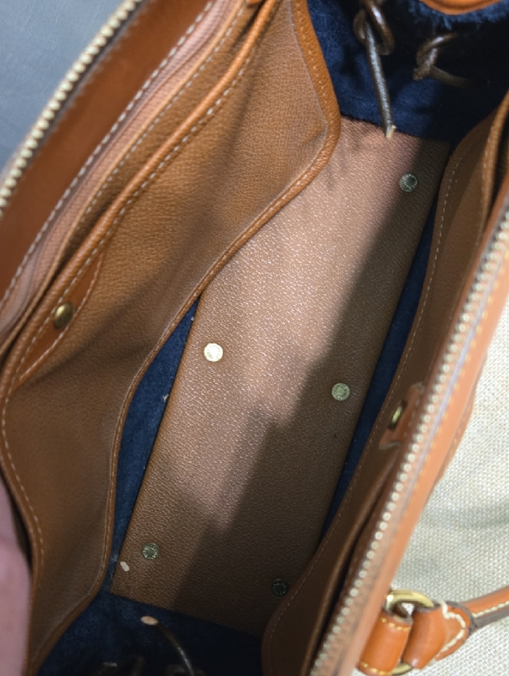 Dooney & Bourke Black and Tan Pebbled Leather Satchel - Picture 7 of 16